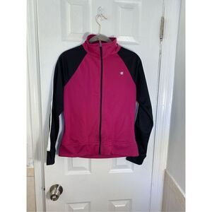 Champion raspberry pink and black long sleeve track jacket /sm￼